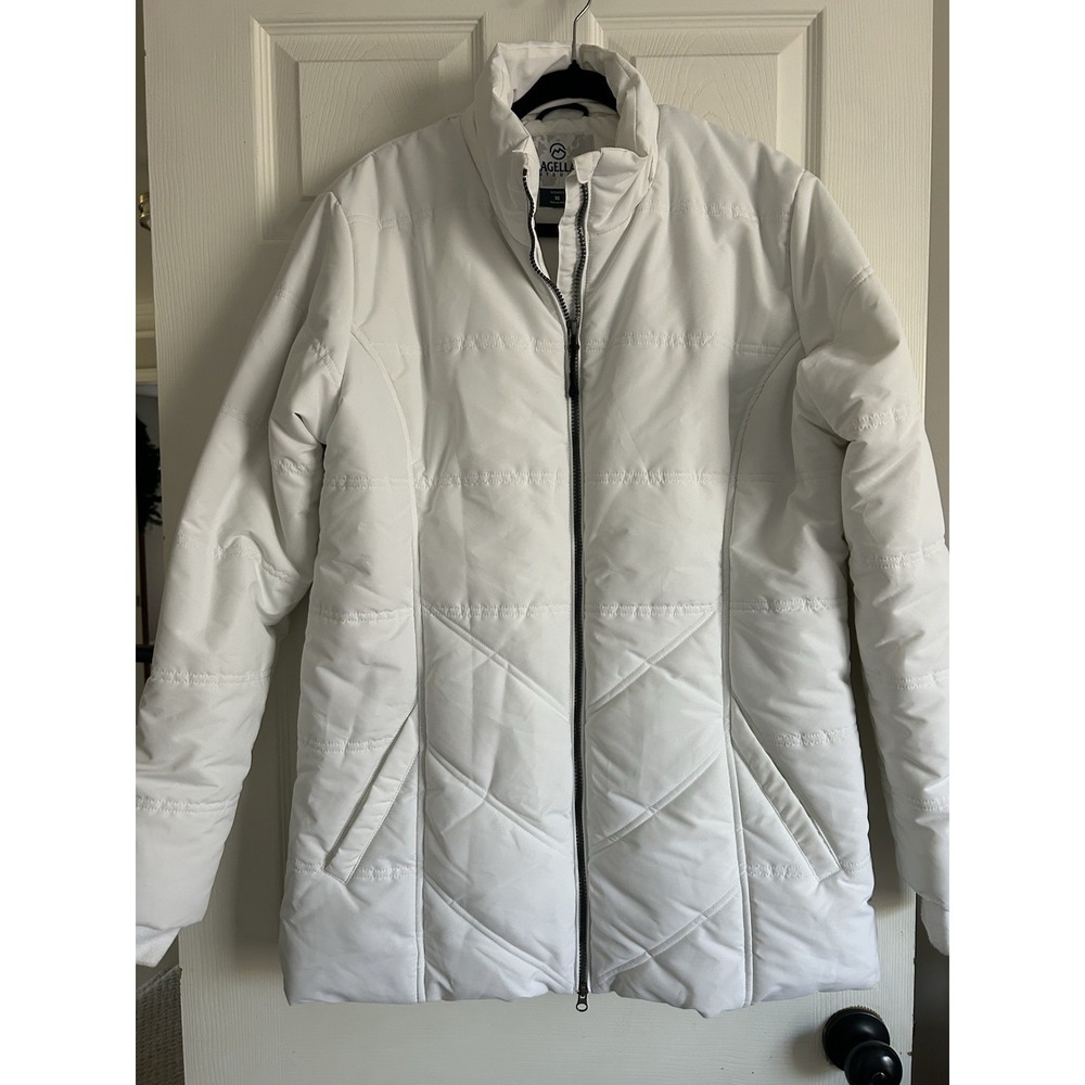 Magellan‎ Outdoors Womens Puffer Jacket White Full Zip Quilted Warm Size XL